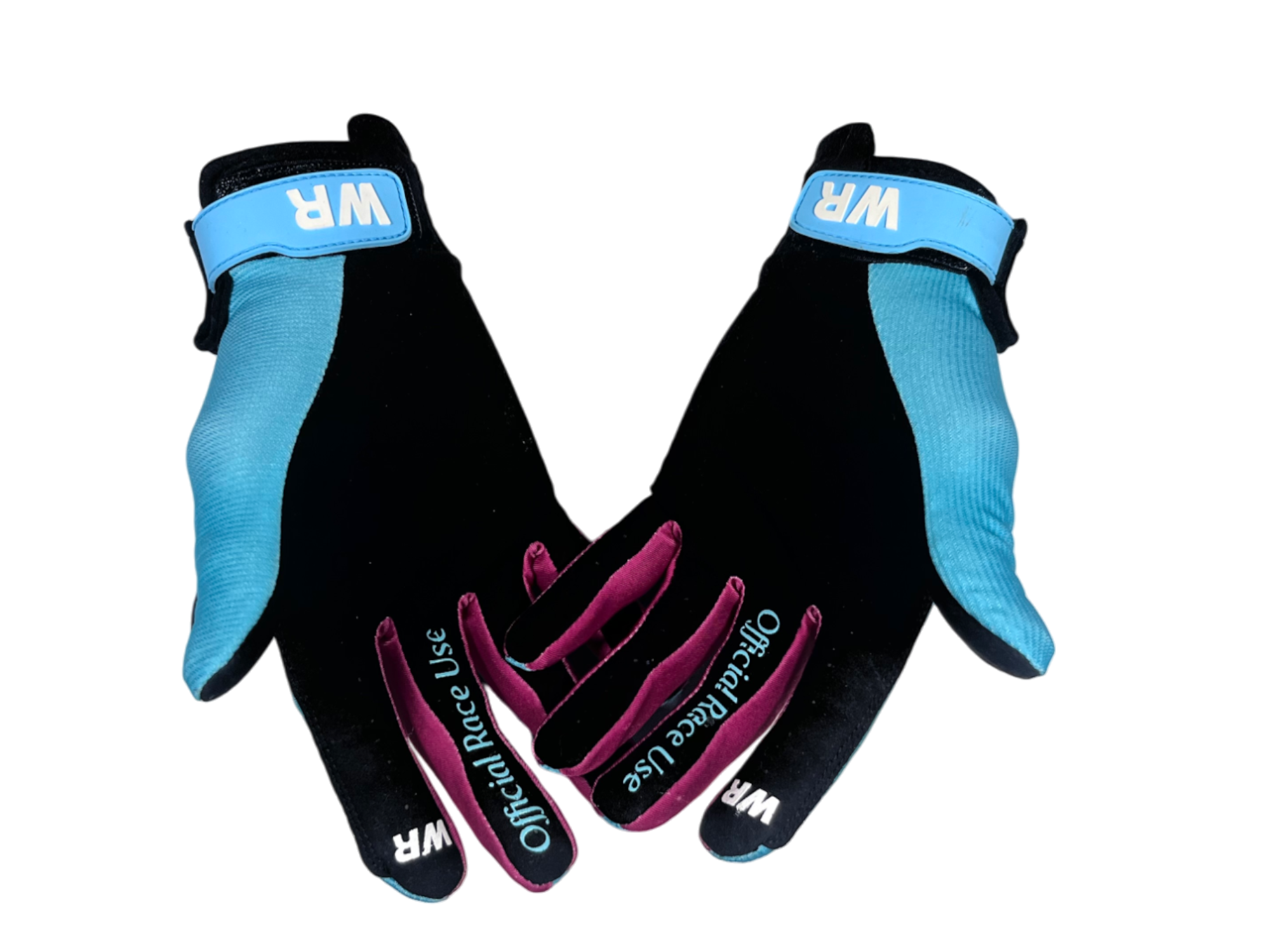 Blue on Purple Gloves