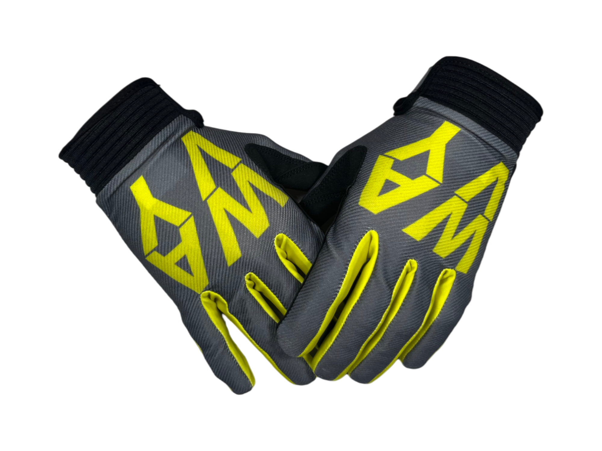 Yellow on Grey Gloves