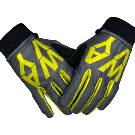 Yellow on Grey Gloves